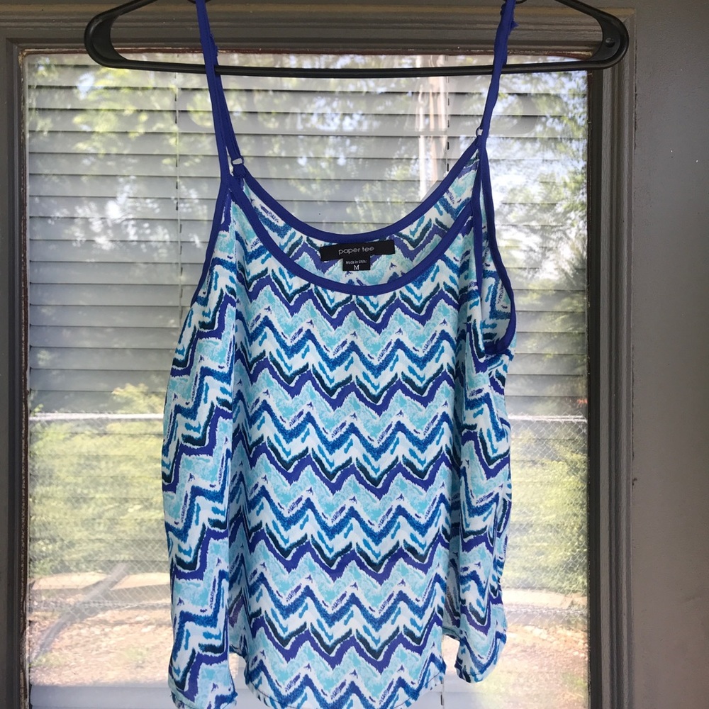 Paper tee pattered blue crop top